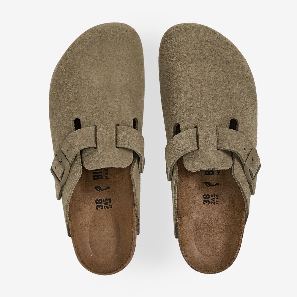 Birkenstock Boston Suede Faded Khaki - Kaki