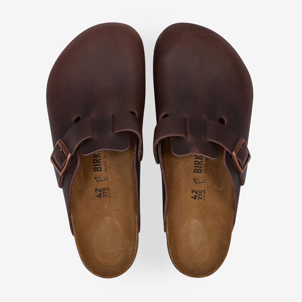 Birkenstock Boston Leather Habana - Marron