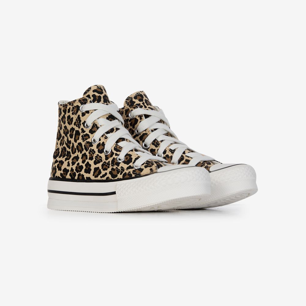 Converse Chuck Taylor Eva Lift Hi Leopard - Beige/marron