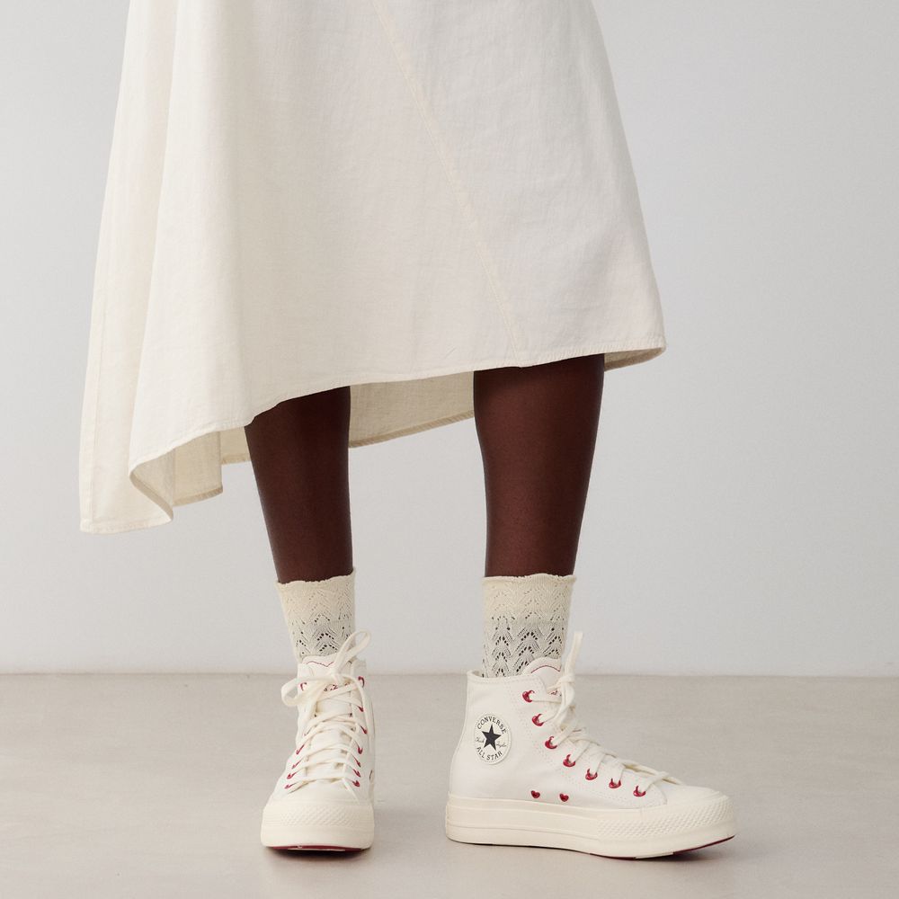 Converse Chuck Taylor Lift Hi Love - Blanc/rouge