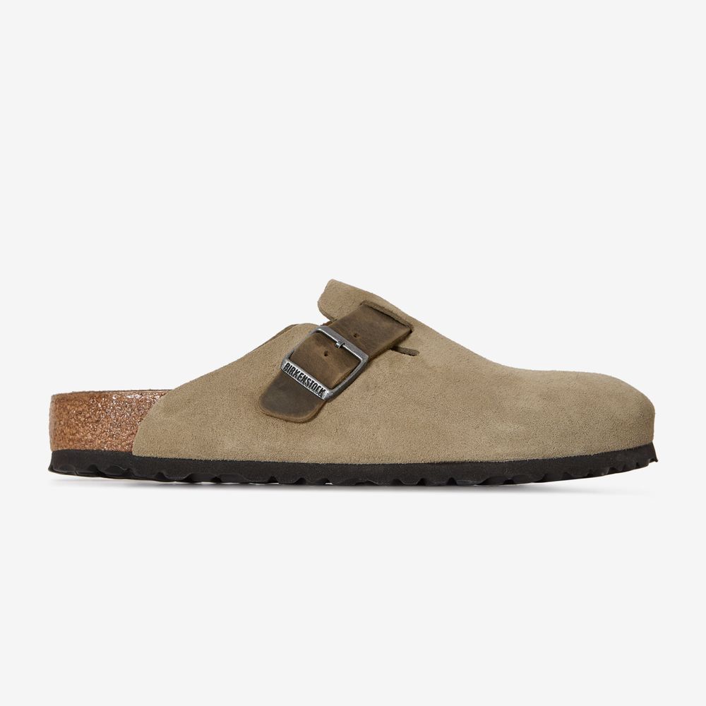 Birkenstock Boston Mix Leather Faded Kaki - Kaki