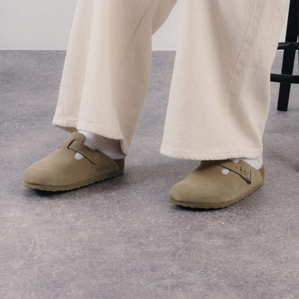 Birkenstock Boston Suede Faded Khaki - Kaki