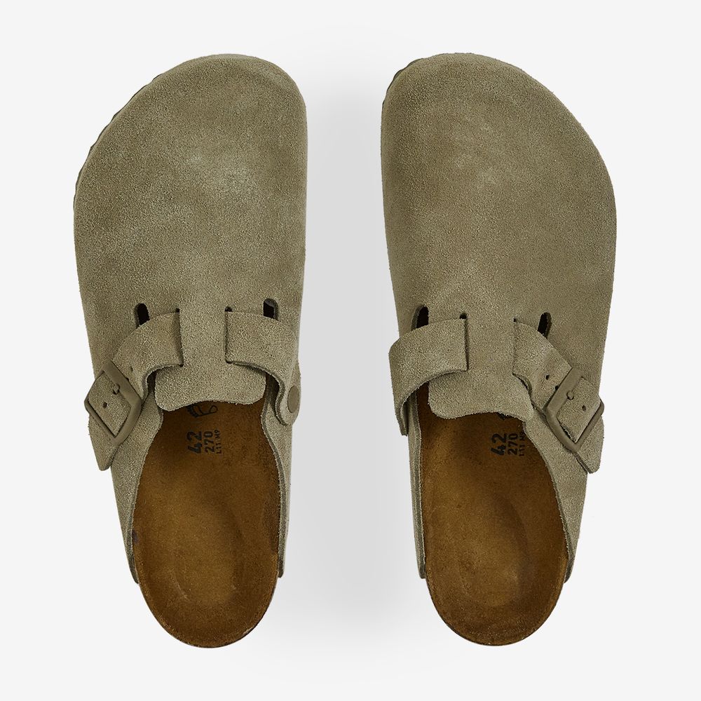 Birkenstock Boston Suede Faded Khaki - Kaki