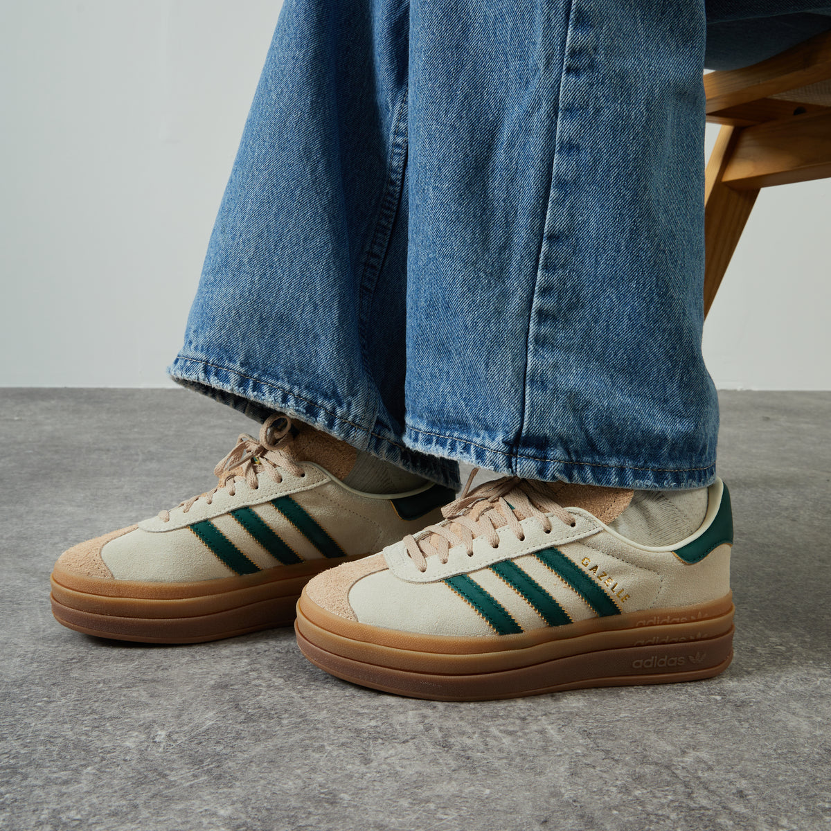 Adidas Originals Gazelle Bold - Beige/vert