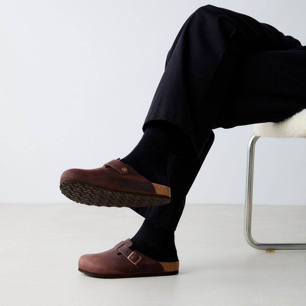 Birkenstock Boston Leather Habana - Marron