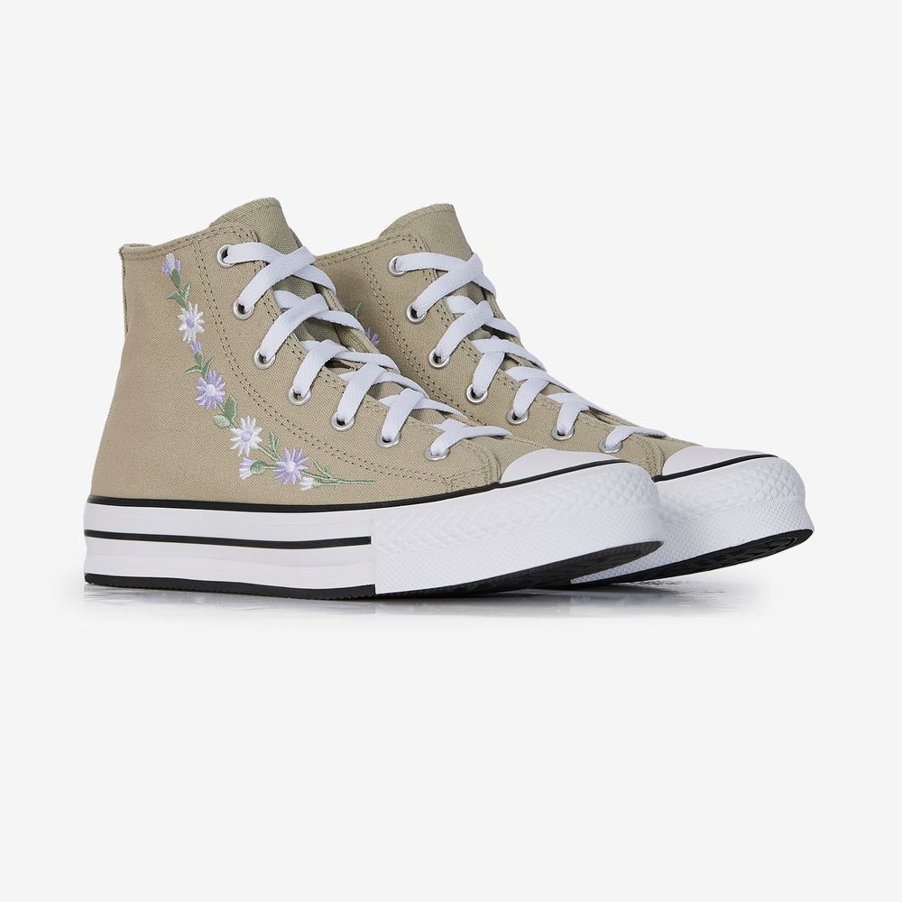 Converse Chuck Taylor Eva Lift Hi Floral - Kaki/blanc