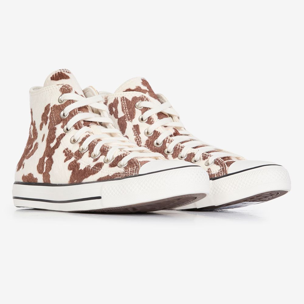 Converse CTAS Hi Pony Hair Vache - Blanc/noir