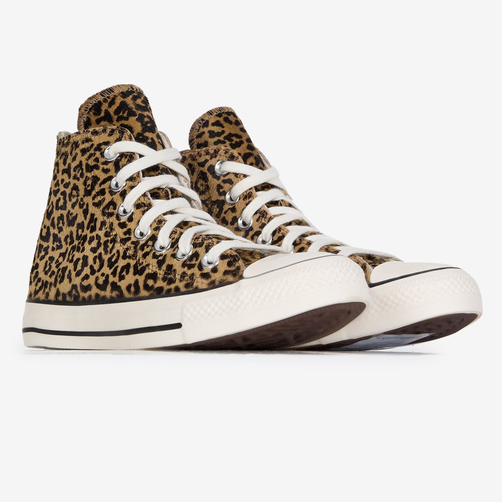 Converse CTAS Hi Pony Hair Leopard - Marron/noir
