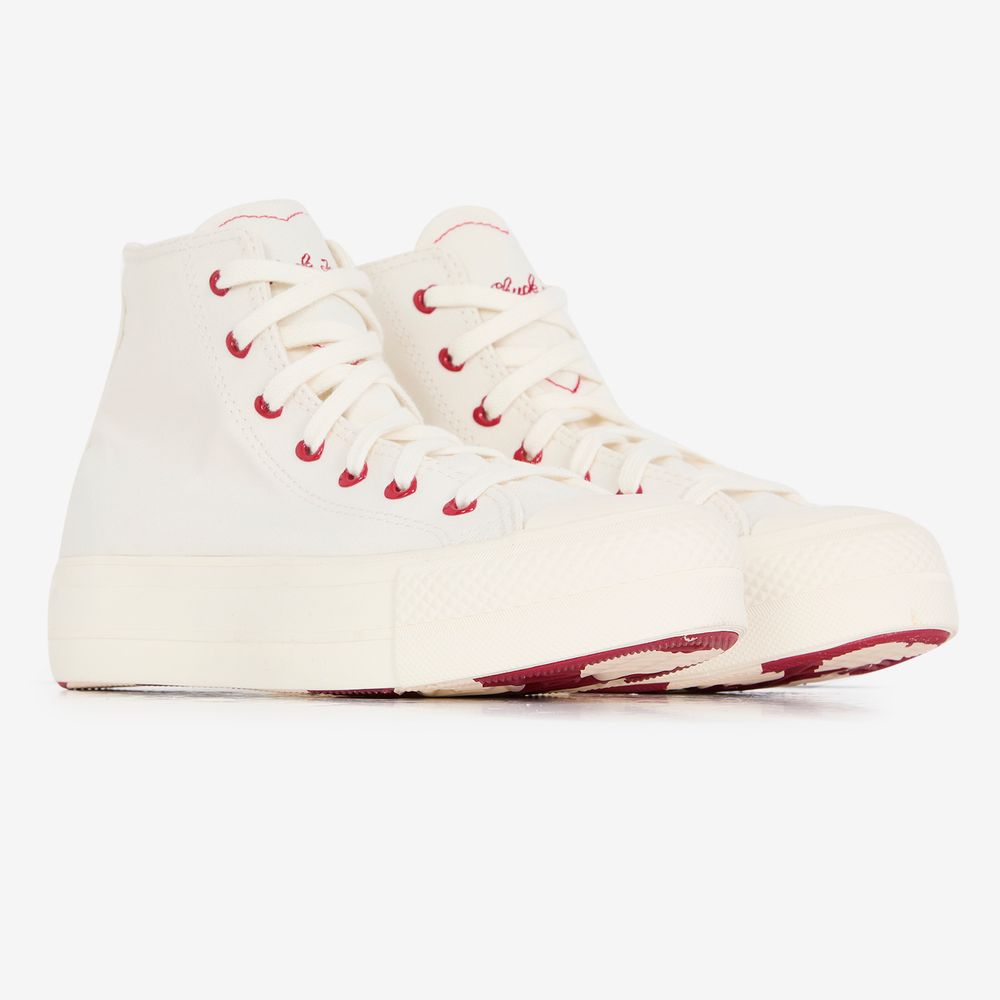 Converse Chuck Taylor Lift Hi Love - Blanc/rouge
