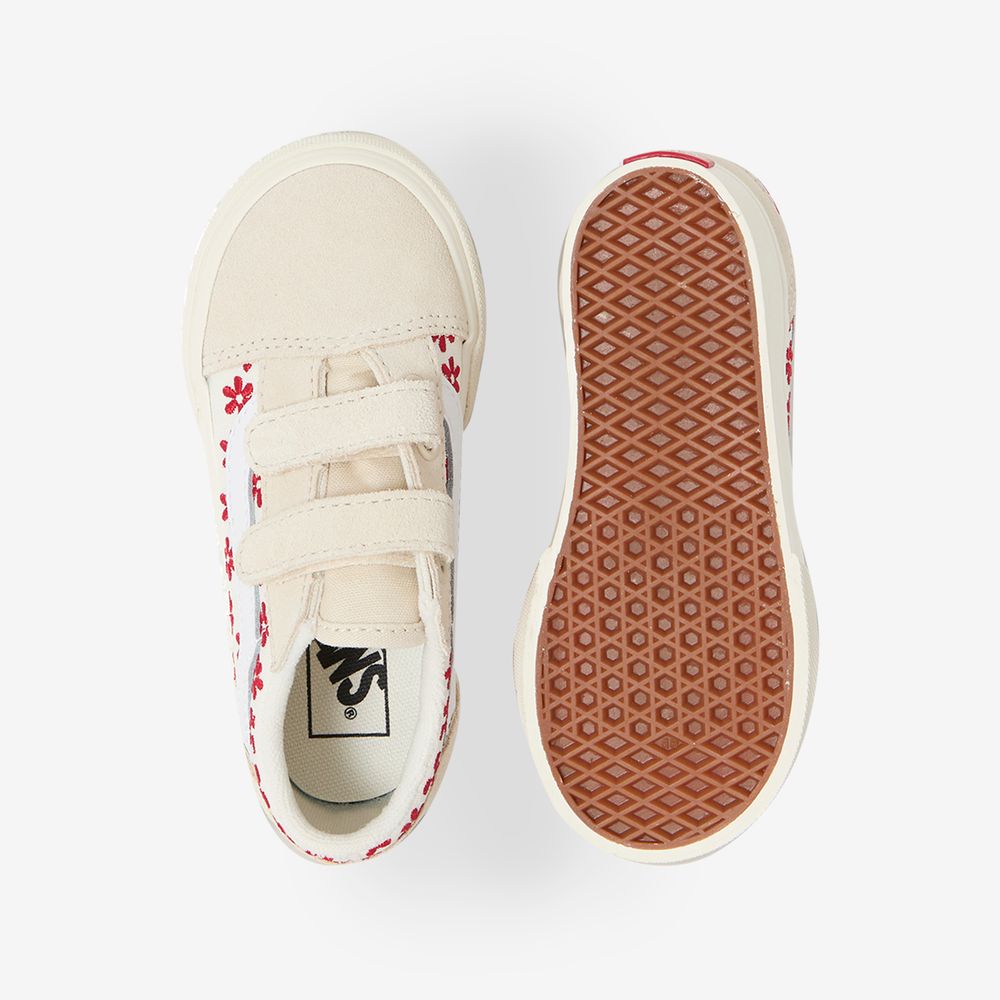 Vans Old Skool Flowers V - Beige/rouge