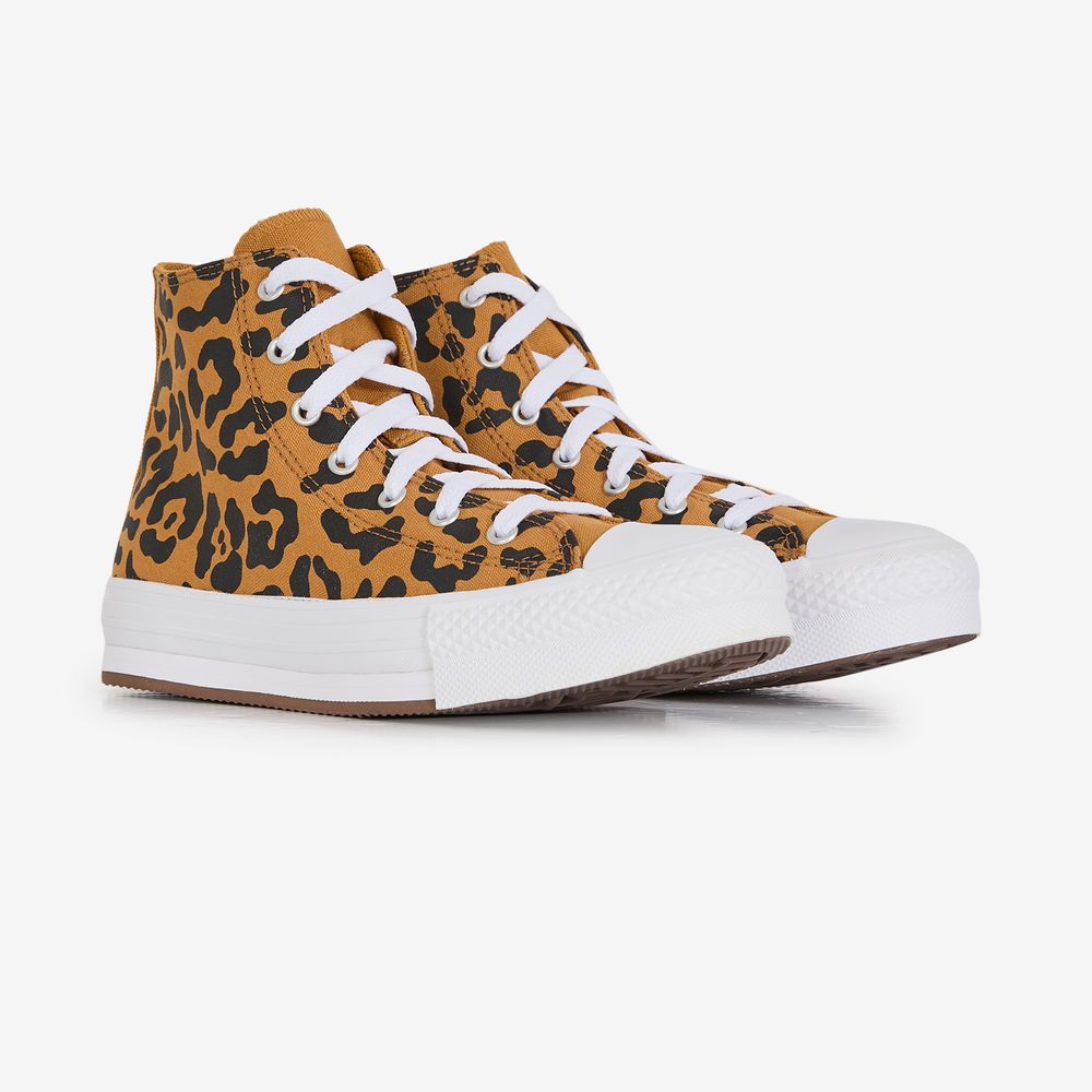 Converse Chuck Taylor Eva Lift Hi Leopard - Marron/noir