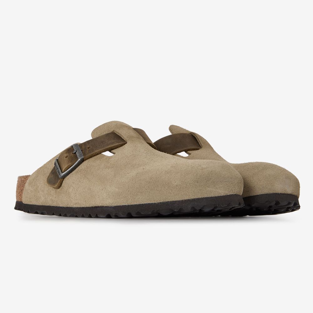 Birkenstock Boston Mix Leather Faded Kaki - Kaki