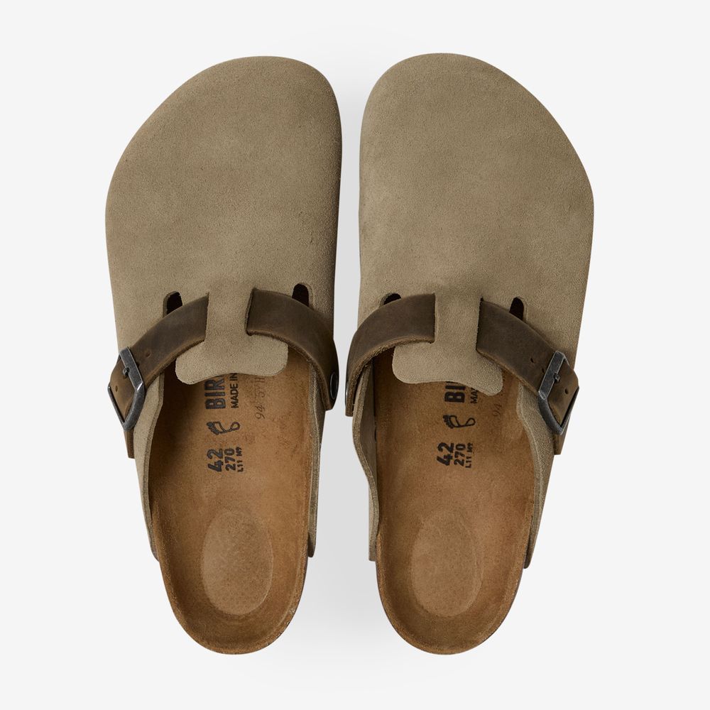 Birkenstock Boston Mix Leather Faded Kaki - Kaki