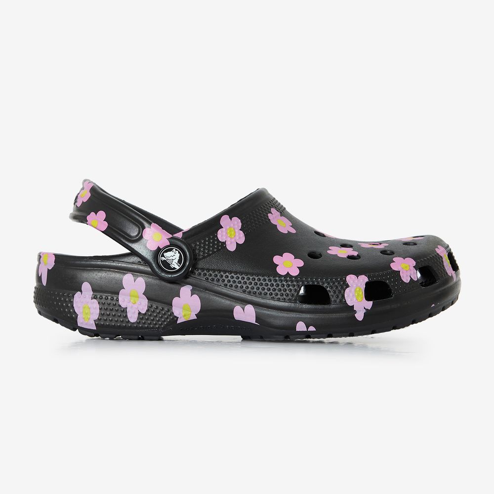Crocs Classic Clog Flower Print - Noir/rose