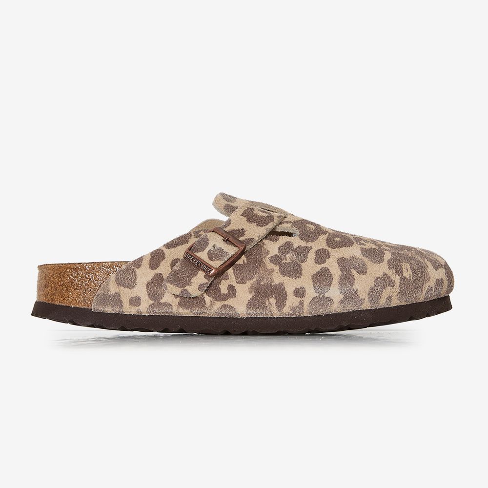 Birkenstock Boston Suede Leopard - Marron/beige