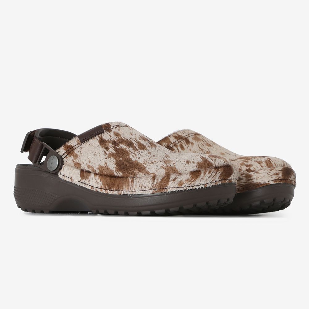 Crocs Classic Crafted Clog Pony Hair - Blanc/marron