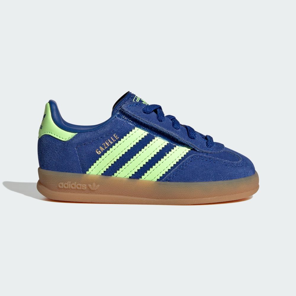 Adidas Originals Chaussure Gazelle Indoor Comfort Closure Elastic Lace - Royal Blue / Green Spark / Gold Metallic