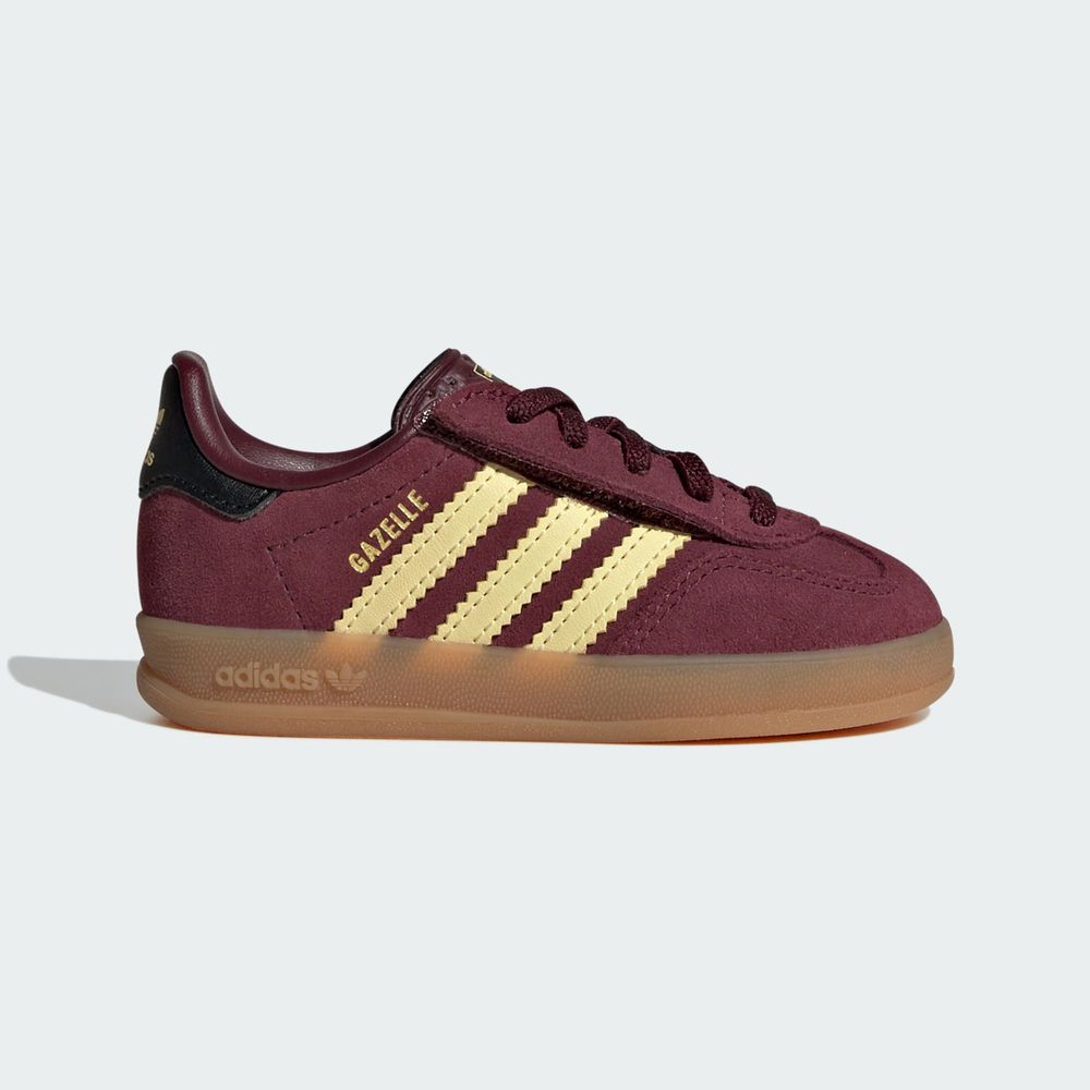 Adidas Originals Chaussure Gazelle Indoor Comfort Closure Elastic Lace - Maroon / Almost Yellow / Gold Metallic
